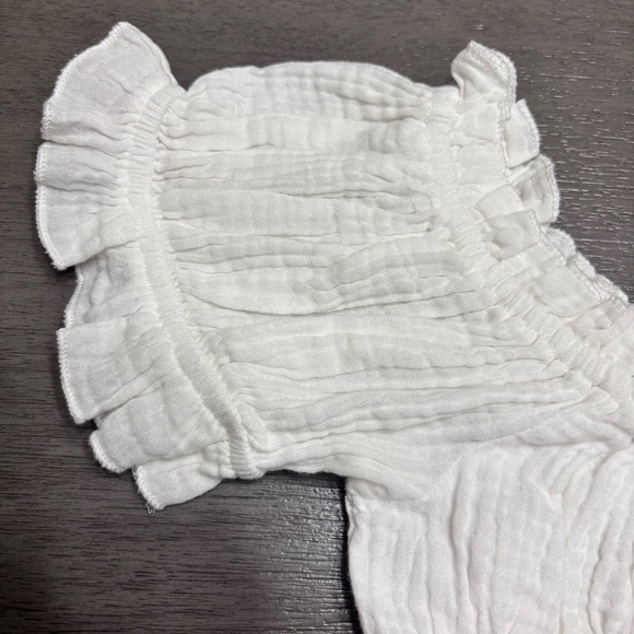 Ocean Drive White Cotton Peasant Style Ruffle Crop Top Ladies Size M - Picture 5 of 8